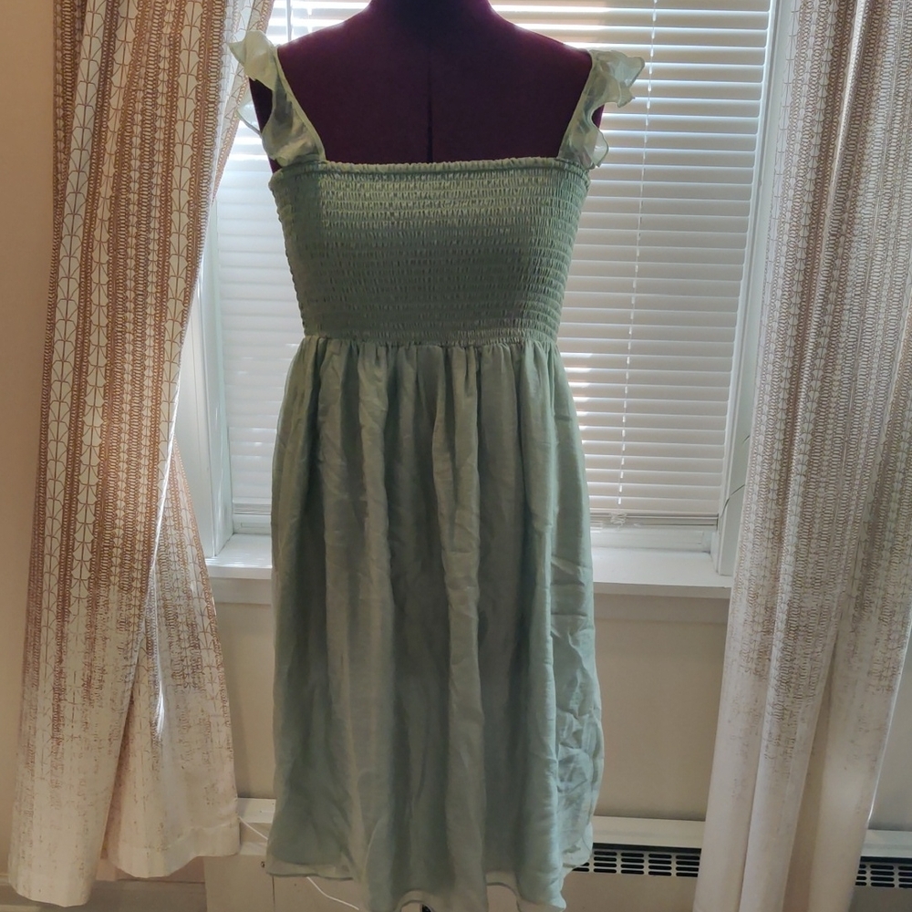 Madewell Green Smocked Dress